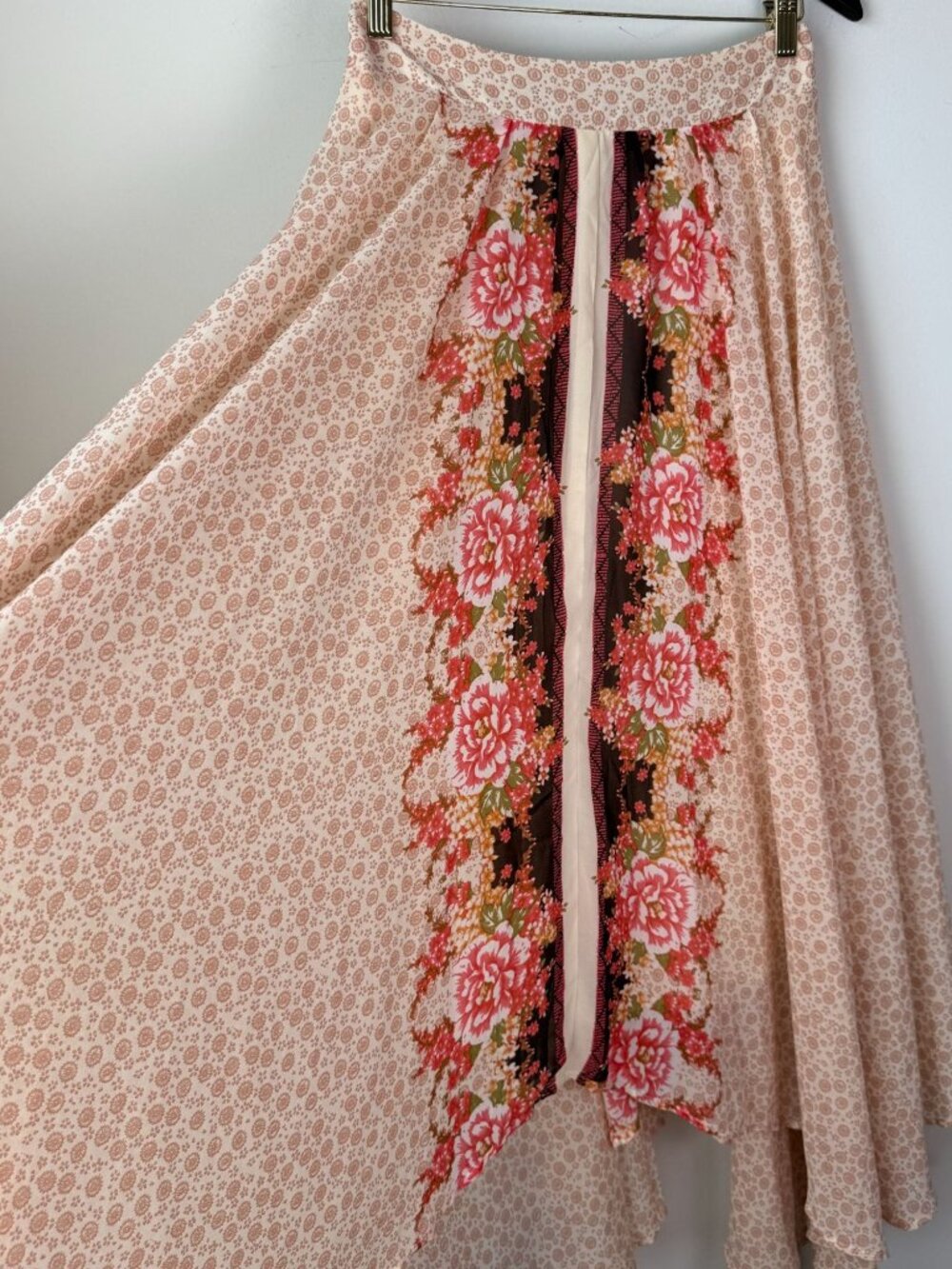 Free People The Originals Asymmetrical Floral Midi Skirt Peach M Boho Floral - Picture 4 of 10